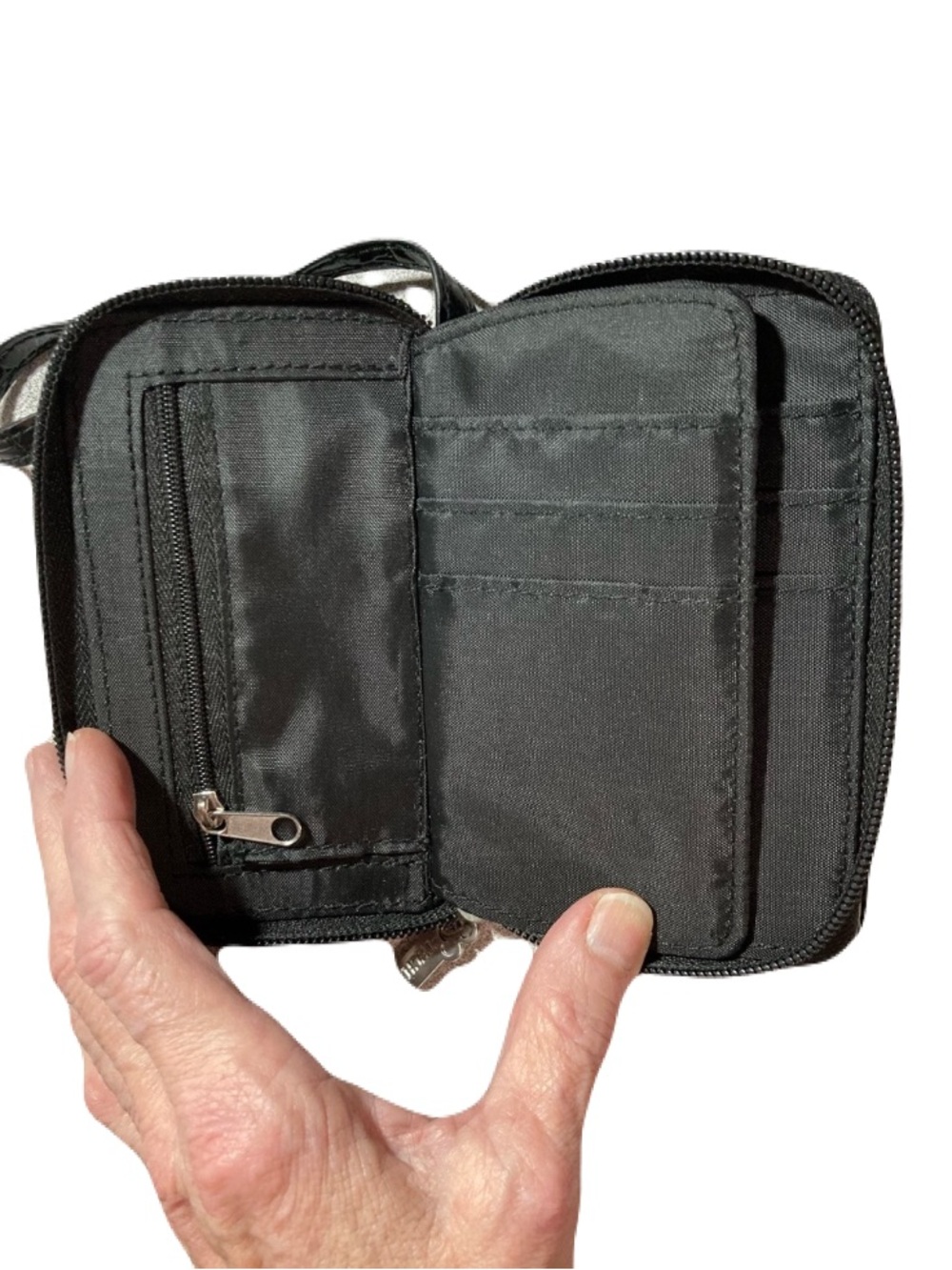 Disney Parks Authentic Mickey Mouse Black Croc-Embossed Phone Case Wristlet EUC - Picture 10 of 11